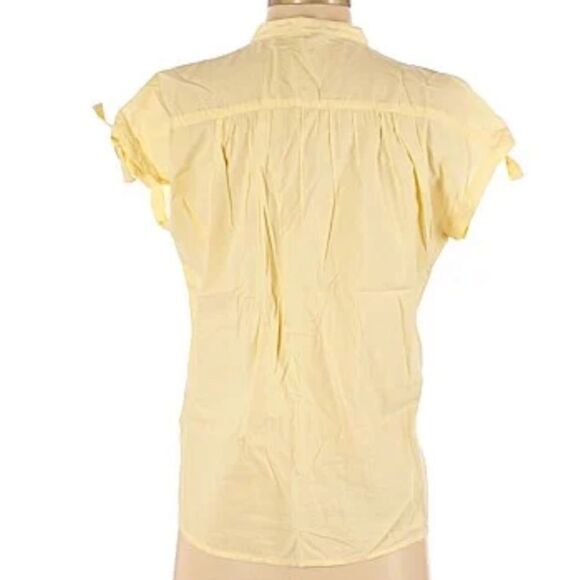 OLD NAVY Spring Yellow Cap tie sleeve button down blouse SZ Medium - Picture 2 of 9